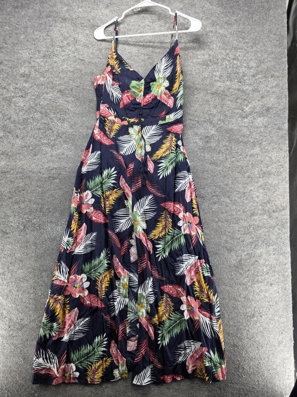 Sadie Sage Dress Womens Small Blue Floral Maxi Sundress V-Neck Strappy Lined